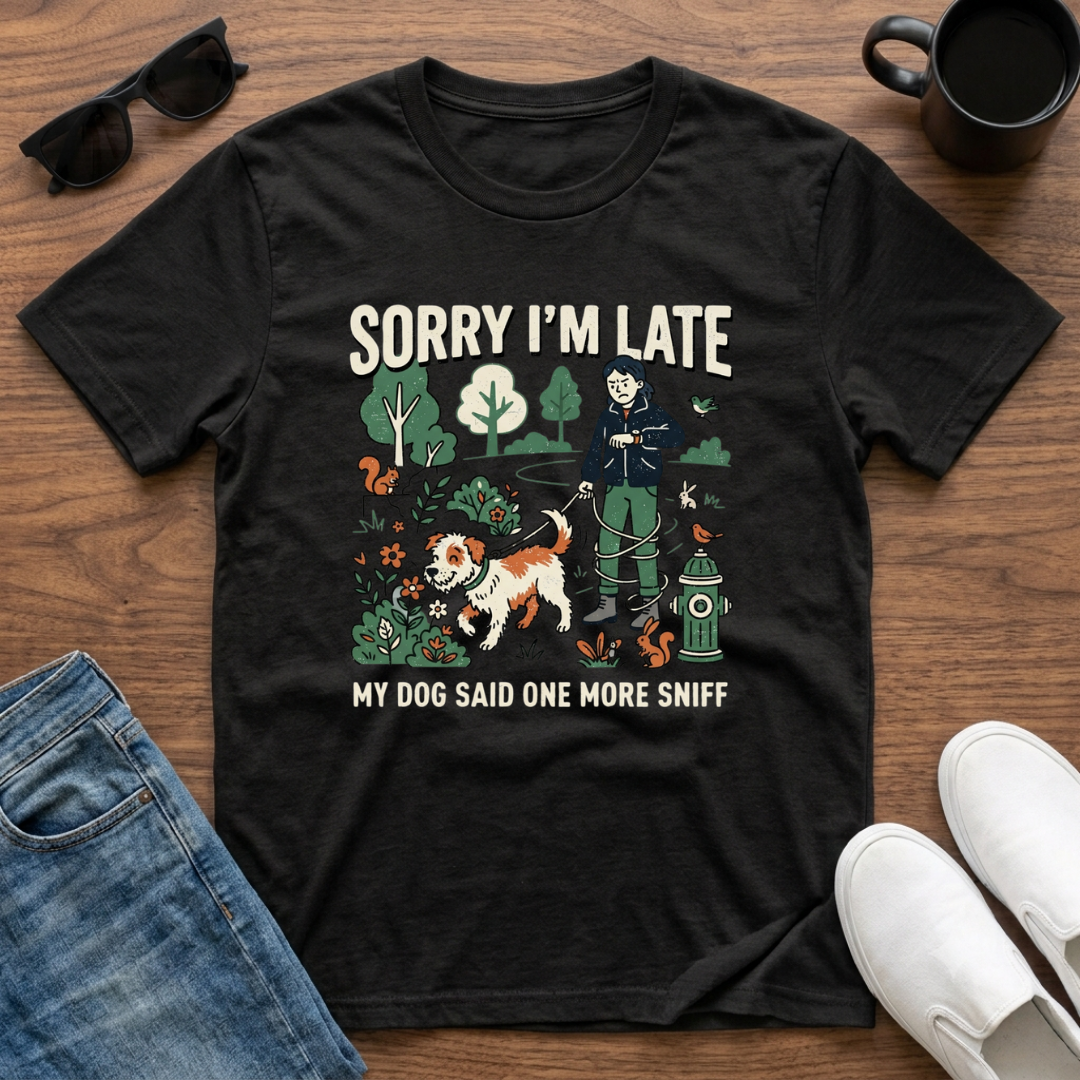 Sorry I'm Late My Dog Said One More Sniff T-Shirt
