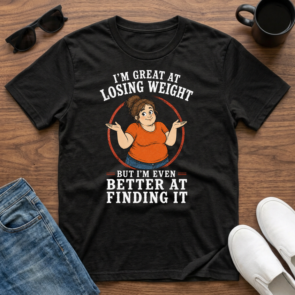I'm Great at Losing Weight But I'm Even Better at Finding it (female) T-Shirt