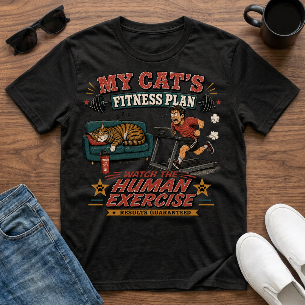 My Cat's Fitness Plan Watch the Human Exercise T-Shirt