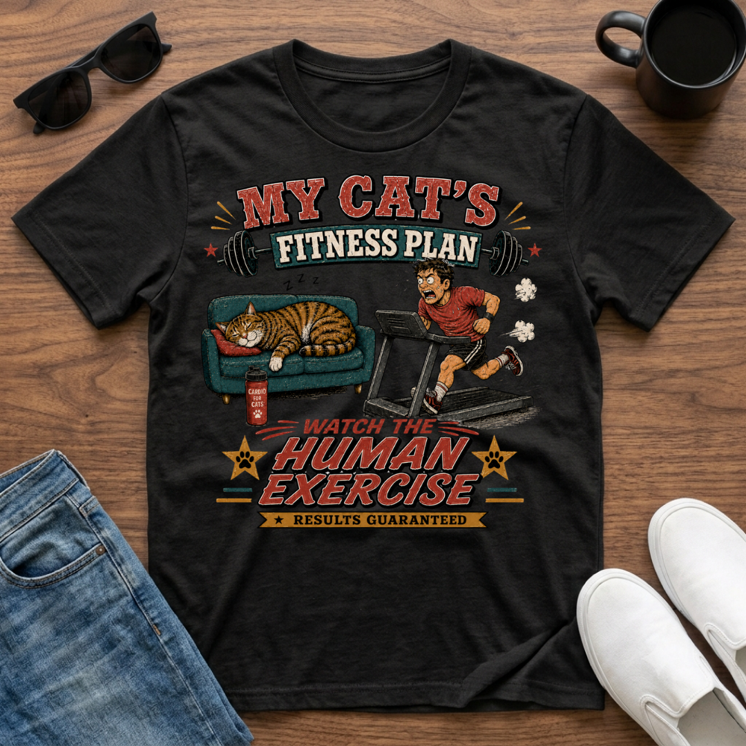 My Cat's Fitness Plan Watch the Human Exercise T-Shirt