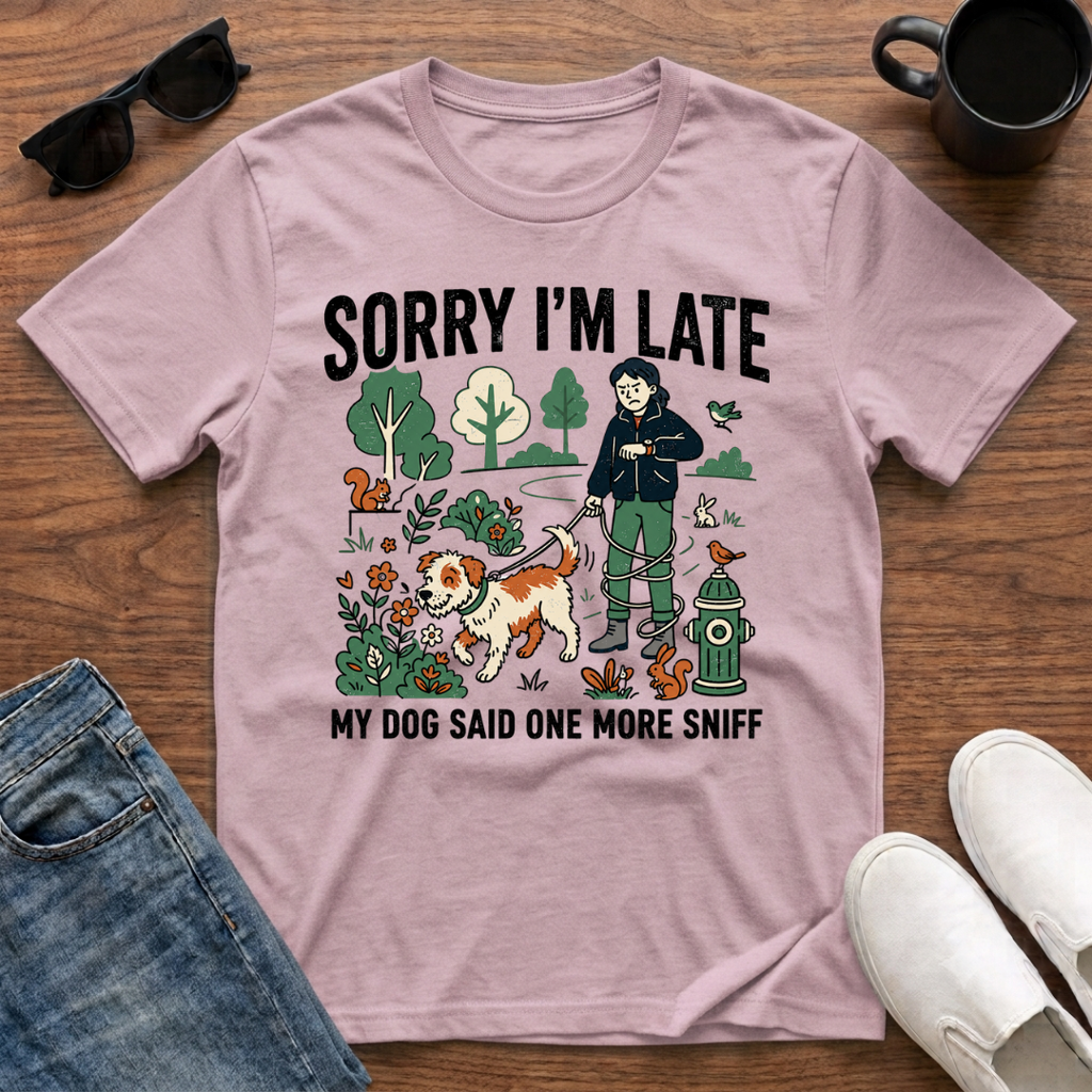 Sorry I'm Late My Dog Said One More Sniff T-Shirt