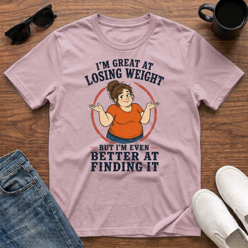 I'm Great at Losing Weight But I'm Even Better at Finding it (female) T-Shirt