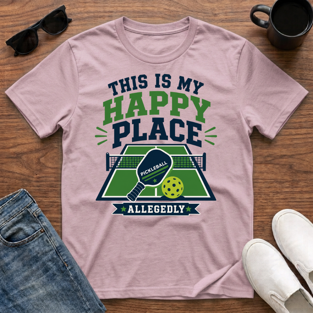 This is my Happy Place Allegedly (Pickleball) T-Shirt