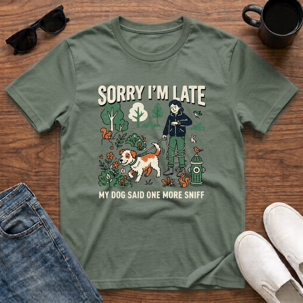 Sorry I'm Late My Dog Said One More Sniff T-Shirt