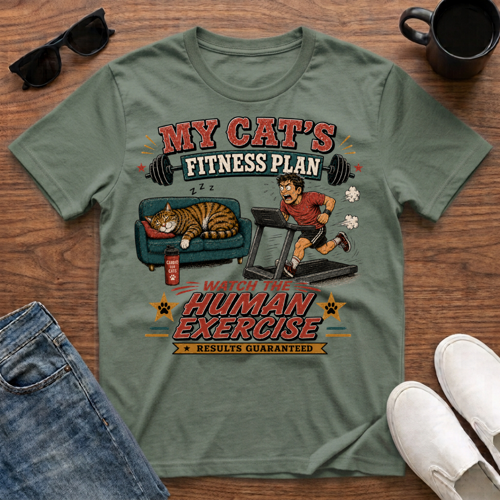 My Cat's Fitness Plan Watch the Human Exercise T-Shirt