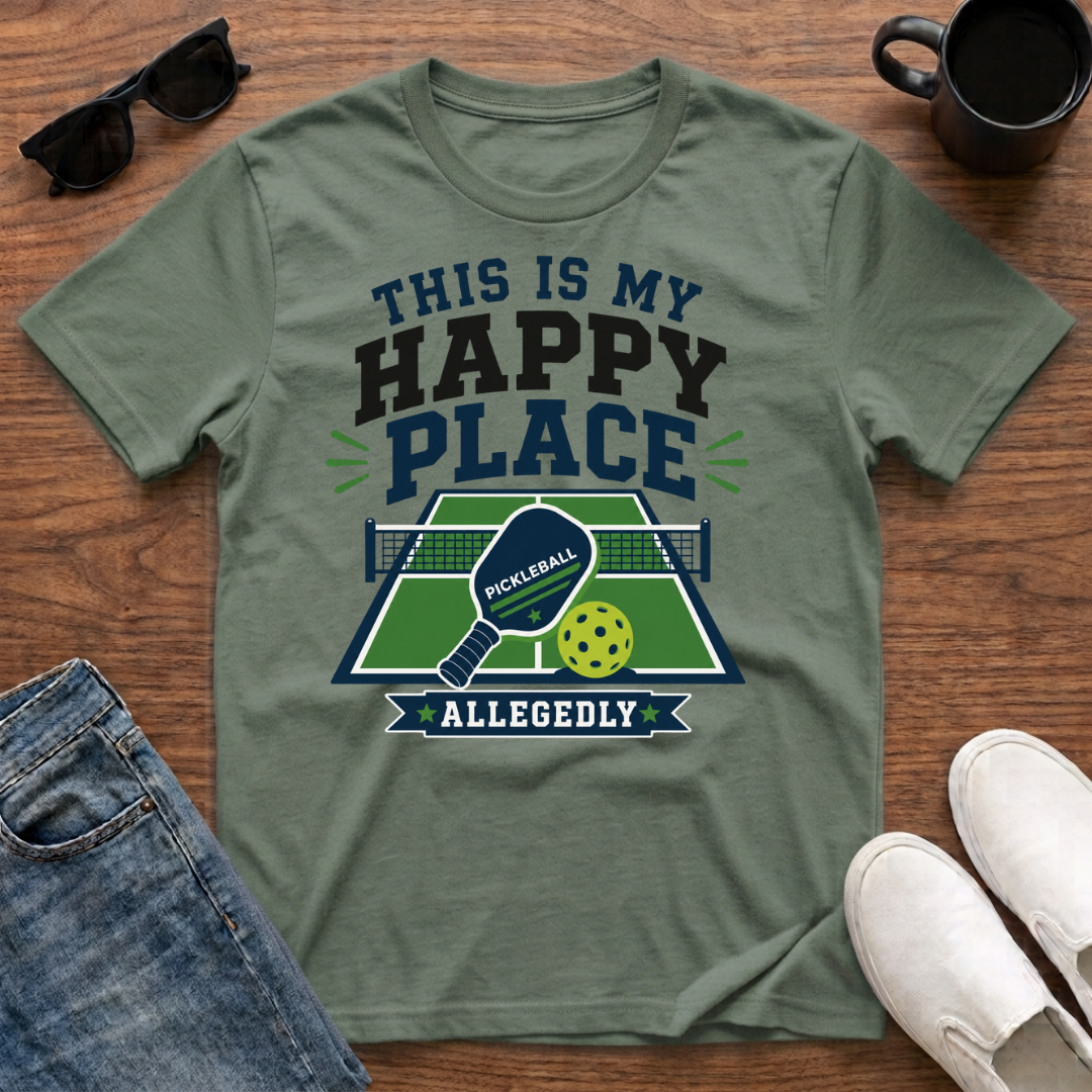 This is my Happy Place Allegedly (Pickleball) T-Shirt