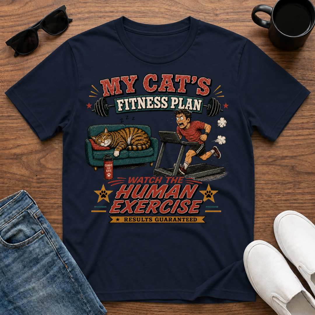 My Cat's Fitness Plan Watch the Human Exercise T-Shirt
