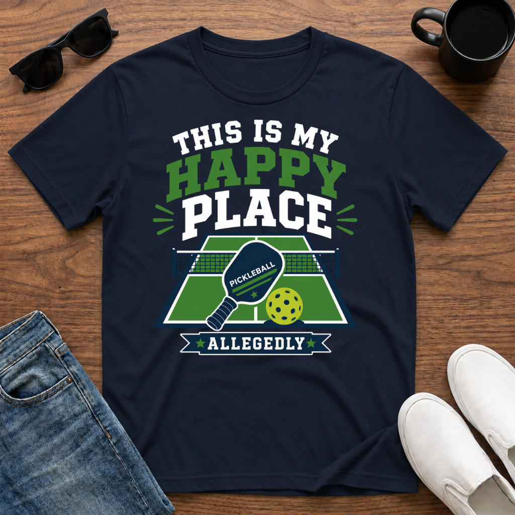 This is my Happy Place Allegedly (Pickleball) T-Shirt