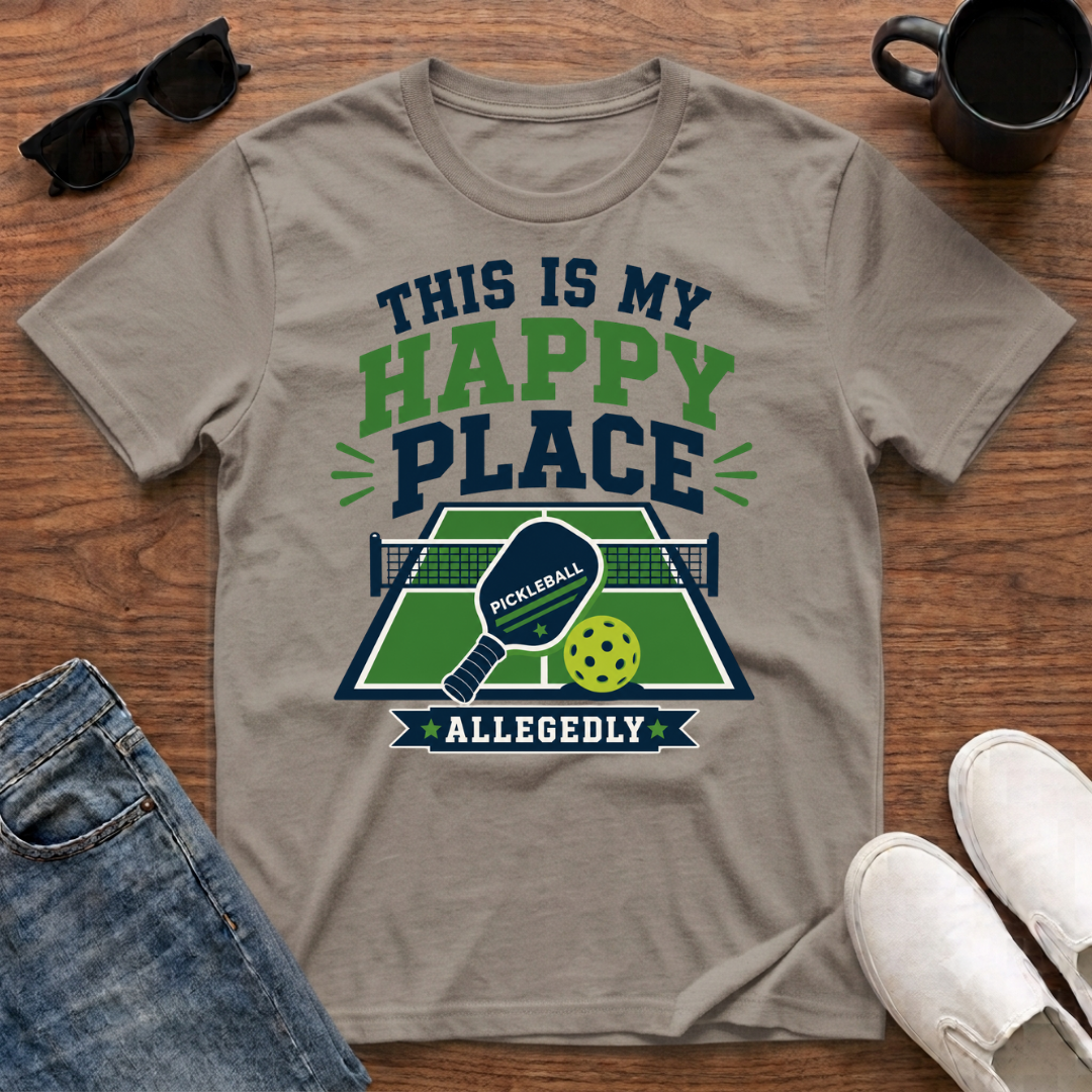 This is my Happy Place Allegedly (Pickleball) T-Shirt
