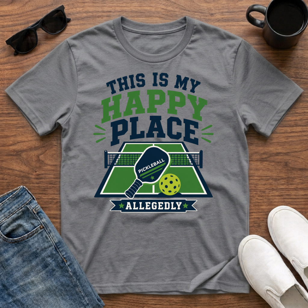 This is my Happy Place Allegedly (Pickleball) T-Shirt
