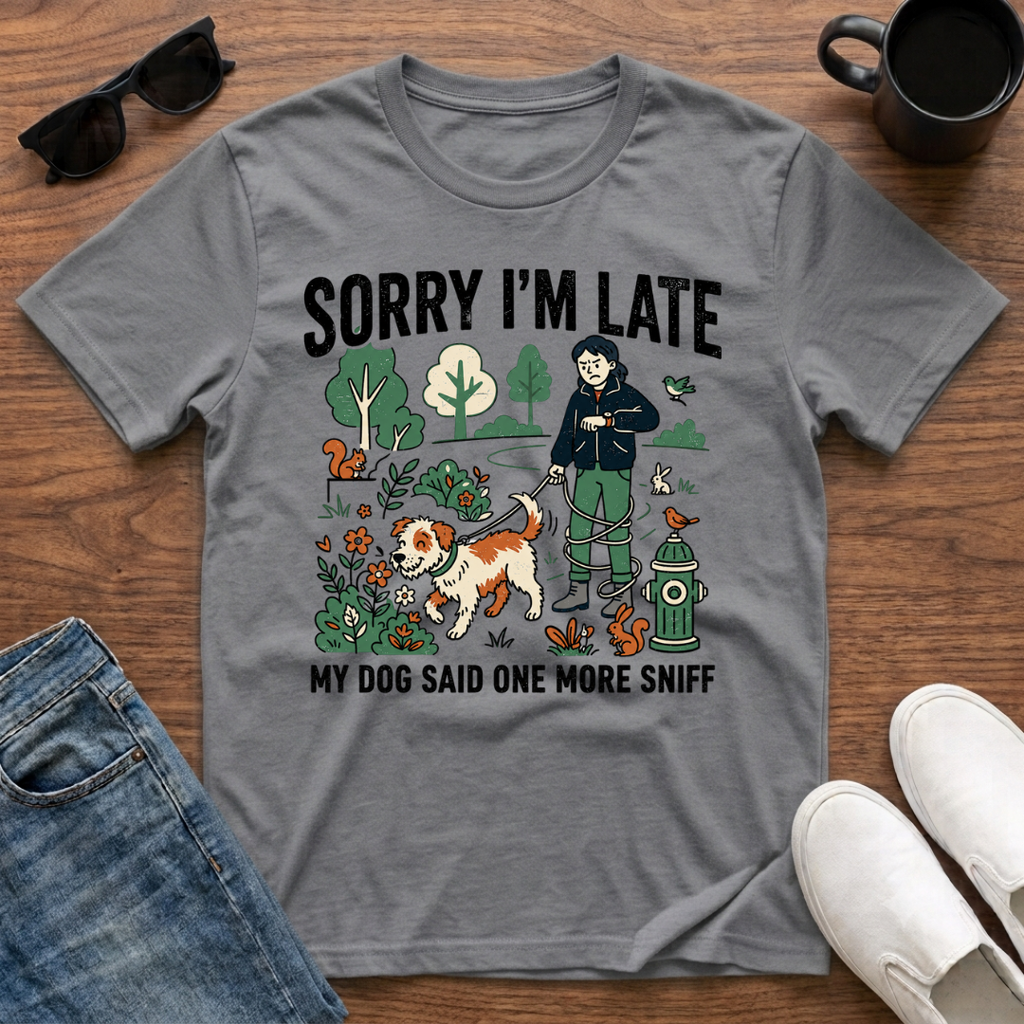 Sorry I'm Late My Dog Said One More Sniff T-Shirt