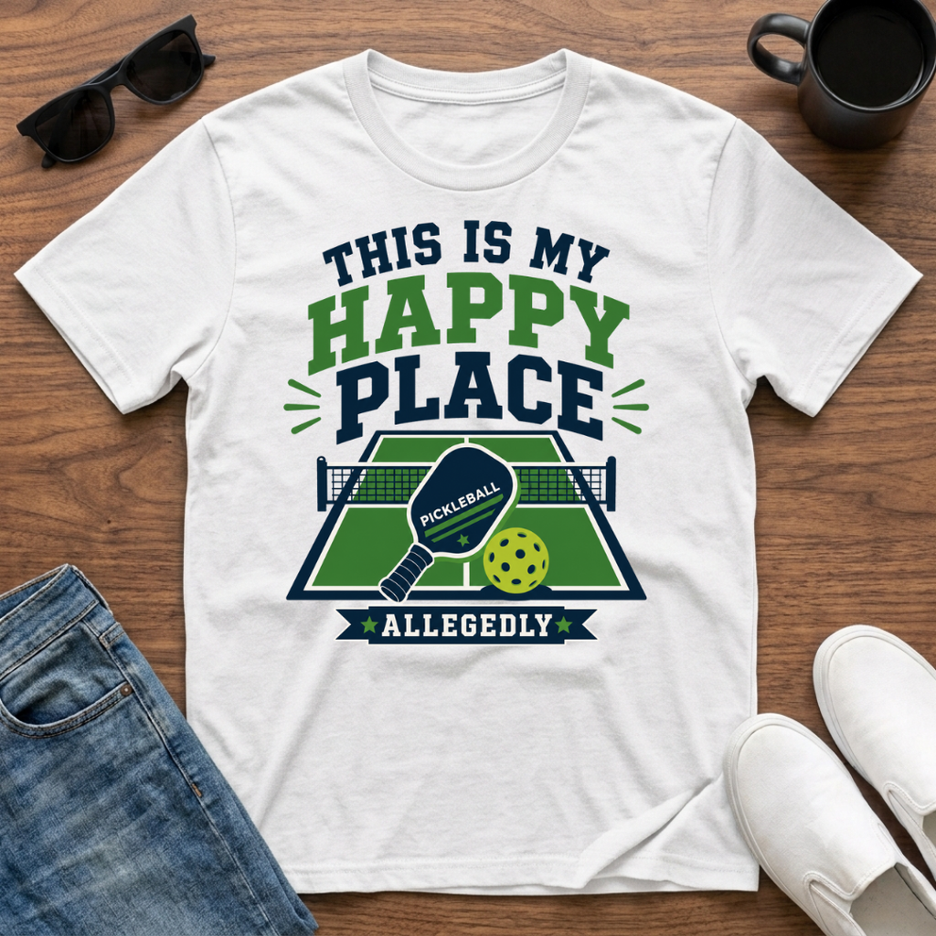 This is my Happy Place Allegedly (Pickleball) T-Shirt