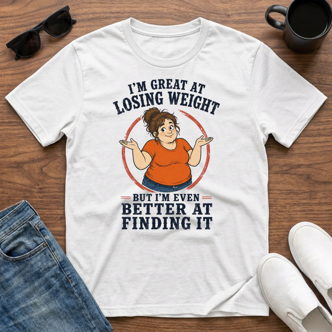 I'm Great at Losing Weight But I'm Even Better at Finding it (female) T-Shirt