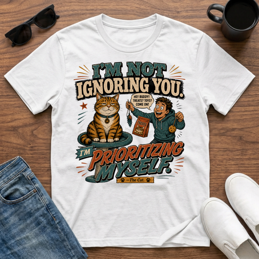 I'm Not Ignoring You I'm Prioritizing Myself The Cat T-Shirt