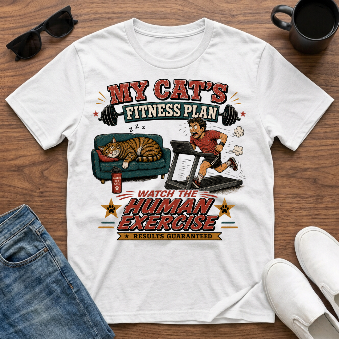My Cat's Fitness Plan Watch the Human Exercise T-Shirt